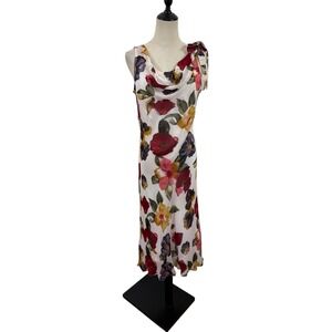 NWT Vtg 90s Floral Beaded Midi Dress Bias Cowl Fairy Whimsigoth Feminine‎ Sz M